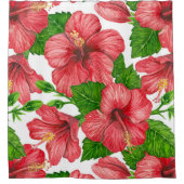 Rideaux De Douche Motif d'aquarelle d'hibiscus rouge (Devant)