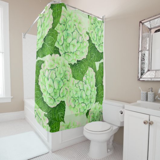 Rideaux De Douche Motif d'aquarelle Hydrangea (En situation)
