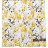 Rideaux De Douche Motif d'aquarelle jaune et blanc Magnolia Blossom (Devant)