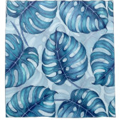 Rideaux De Douche Motif d'aquarelle Monstera bleu (Devant)
