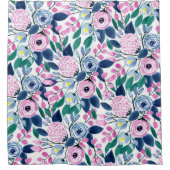 Rideaux De Douche Motif d'aquarelle Sweet Rose Navy Flowers (Devant)