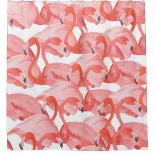Rideaux De Douche Motif d'aquarelle transparente avec flamants