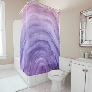 Rideaux De Douche Motif d'aquarelle violet rose ombre Agate II