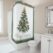 Rideaux De Douche Motif d'arbre classique | Bold Kelly Green Christm (En situation)