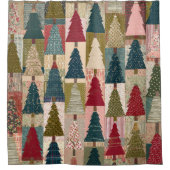 Rideaux De Douche Motif d'arbre de Noël en patchwork festif (3) (Devant)