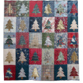 Rideaux De Douche Motif d'arbre de Noël en patchwork festif (4) (Devant)