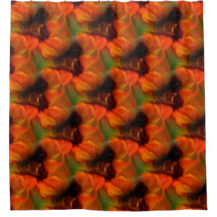 Rideaux De Douche Motif D'Art Abstrait Orange Et Brown