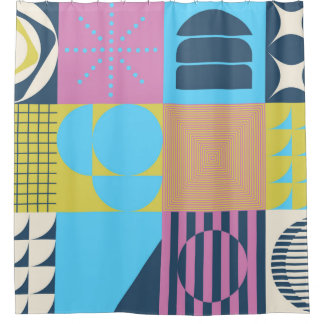 Rideaux De Douche Motif d'art néo-moderniste réalisé avec g abstrait