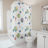 Rideaux De Douche Motif d'aviation de voyage mondial (1) (En situation)