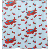 Rideaux De Douche Motif d'avion rouge et bleu (Devant)