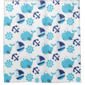 Rideaux De Douche Motif De Baleines, Beaux Baleines, Baleines Bleues (Devant)