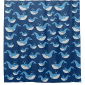 Rideaux De Douche Motif de baleines de l'océan bleu profond (Devant)