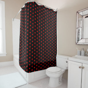 Rideaux De Douche Motif de ballon de coeur rouge Arrière - plan noir