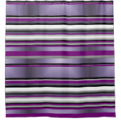 Rideaux De Douche Motif de bande horizontale gris-violet noir (Devant)