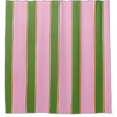 Rideaux De Douche Motif de bande verte rose rétro (Devant)