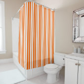 Rideaux De Douche Motif de bandes verticales blanches orange (En situation)