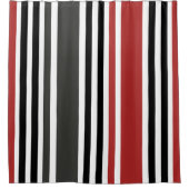 Rideaux De Douche Motif de bandes verticales gris-noir rouge (Devant)