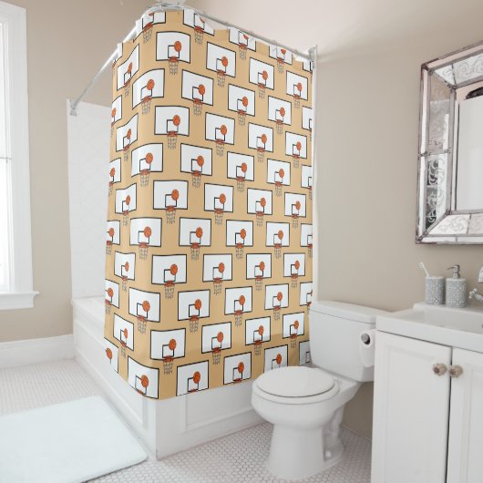 Rideaux De Douche Motif de basket-ball (En situation)