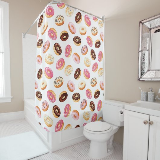 Rideaux De Douche Motif de beigne douce (En situation)