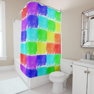 Rideaux De Douche Motif de blocs de couleurs vives modernes