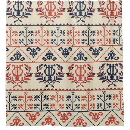 Rideaux De Douche Motif de broderie palestinienne, motif des (Devant)