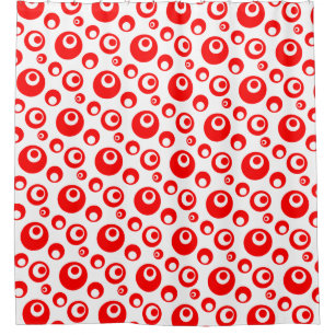 Rideaux De Douche Motif de bulles d'eau stylisées rouge et blanc