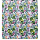 Rideaux De Douche Motif de cactus à aquarelle peinte à la main (Devant)