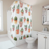 Rideaux De Douche Motif de cactus Brown vert à pointes (En situation)