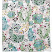 Rideaux De Douche motif de cactus et triangles aquarelle (Devant)
