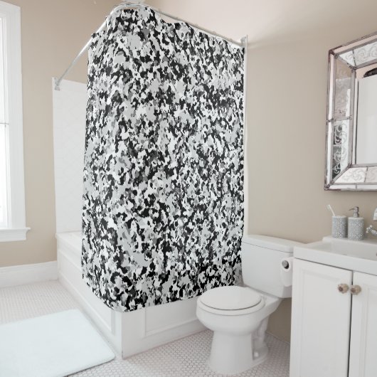 Rideaux De Douche Motif de camouflage gris blanc arctique (En situation)