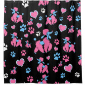 Rideaux De Douche Motif de caniche rose et bleu sur Arrière - plan n (Devant)