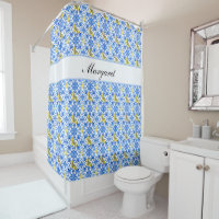 Motif de carreaux bleus Azulejo de citron avec nom