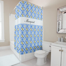 Motif de carreaux bleus Azulejo de citron avec nom