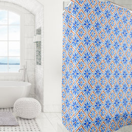 Rideaux De Douche Motif de carrelage élégant Méditerranée Italie Ble