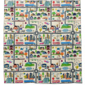 Rideaux De Douche Motif de carte de ville (Devant)