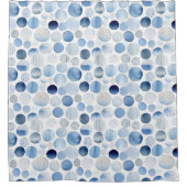 Rideaux De Douche Motif de cercles blancs bleu aquarelle (Devant)