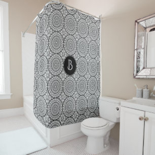 Rideaux De Douche Motif de cercles géométriques en diamants blancs