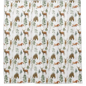 Rideaux De Douche Motif de cerfs de pins rustiques (Devant)