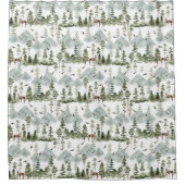 Rideaux De Douche Motif de cerfs de pins rustiques (Devant)