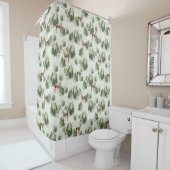 Rideaux De Douche Motif de cerfs de pins rustiques (En situation)