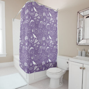 Rideaux De Douche Motif de champignon psychédélique 2D.BW.b L Violet