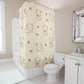 Rideaux De Douche Motif de chat beige mignon (1) (En situation)