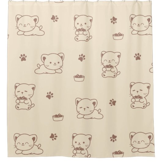 Rideaux De Douche Motif de chat beige mignon (1) (Devant)