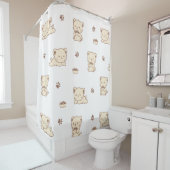 Rideaux De Douche Motif de chat beige mignon (2) (En situation)
