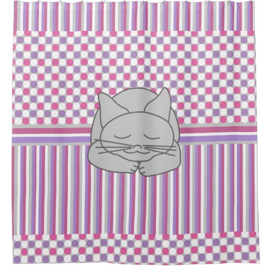 Rideaux De Douche Motif de chat gris dormant (Devant)