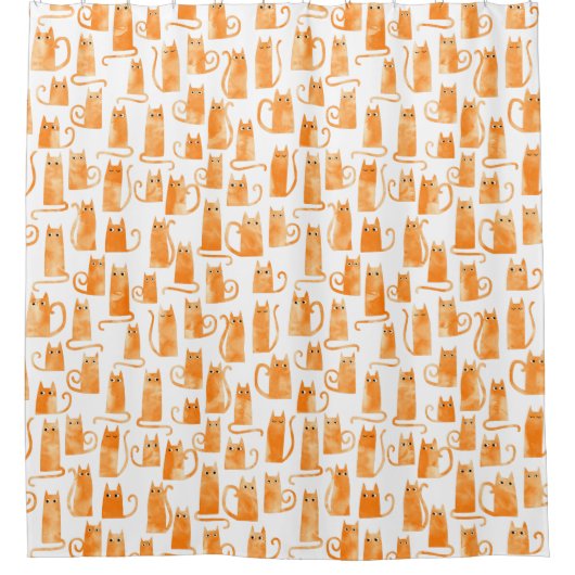 Rideaux De Douche Motif de chat orange (Devant)
