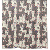 Rideaux De Douche Motif de chats blancs et gris (Devant)