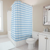 Rideaux De Douche Motif de chèques bleu et blanc (En situation)