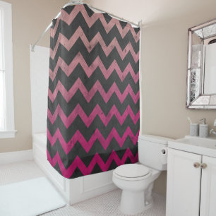 Rideaux De Douche Motif de chevron gris foncé rose magenta
