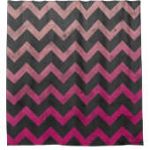 Rideaux De Douche Motif de chevron gris foncé rose magenta (Devant)